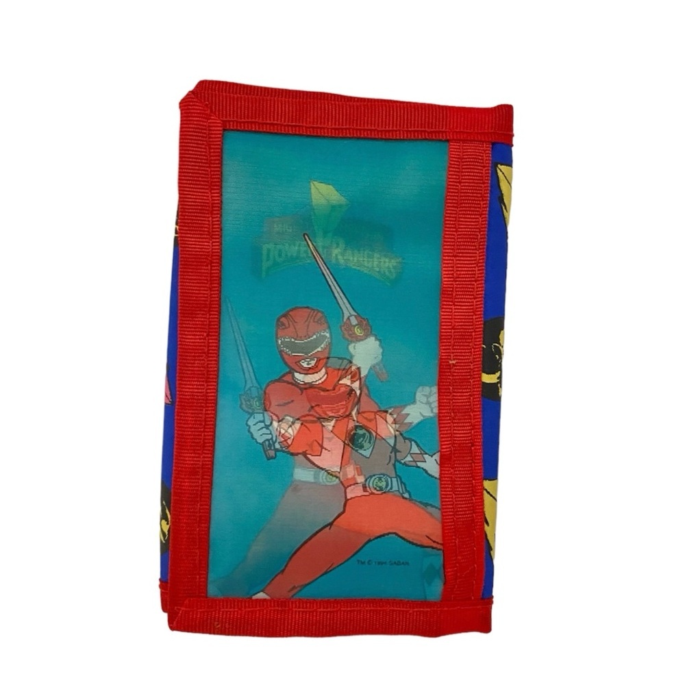 Vintage Mighty Morphin Power Rangers Tri-fold Wallet 1994 Red Blue Kids